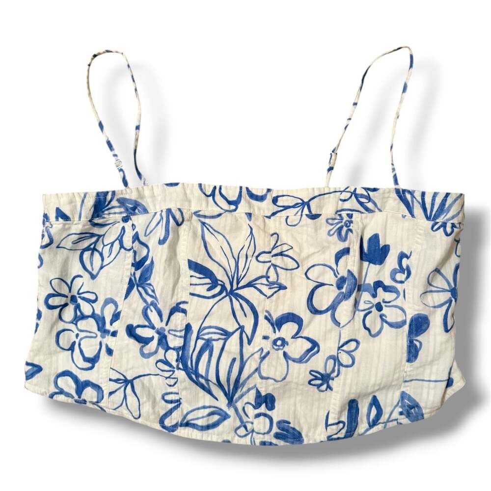 American Eagle Women's Floral Print Smocked Cropped Cami Top